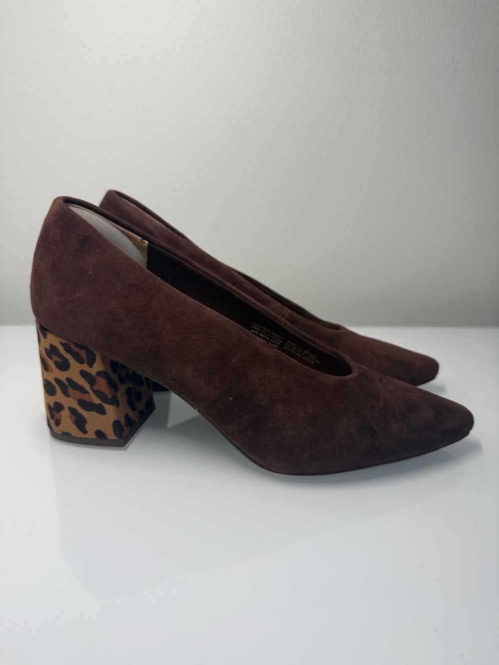 🤎 NEW Seychelles Brown Suede Block Heel Pumps with Leopard Print Heel- Size 6 🤎